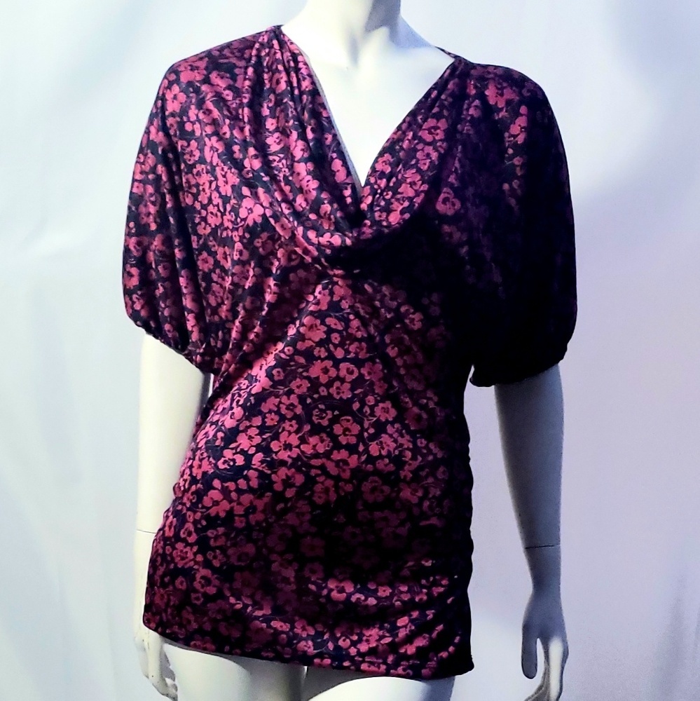 ❗Studio Cowl neck  Satin Navy & Pink Blouse❗❗